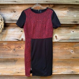 View by Walter Baker Short Sleeve Knit Dress Size 10 Black Burgundy